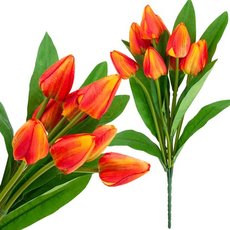 CV26813-3 RAMO DE TULIPÁN HERMOSOS COMO LA VIDA TULIPANES NARANJAS X9