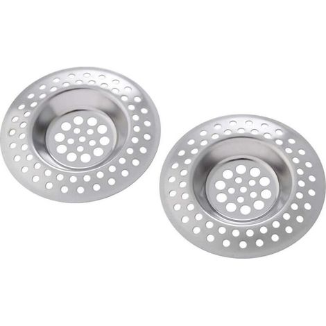 Crépine de vidange, lot de 2, acier inoxydable, 7 cm, brillant (1/3)