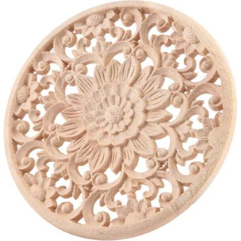 Appliques Bois Sculptées Fleurs Décoratives Moulures Meuble Armoire Décalque 15x15x0.8cm Non Peintes