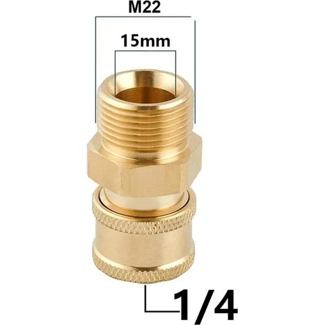 (D) Kit de raccord pivotant pour nettoyeur haute pression, M22-14 mm/15 mm vers raccord rapide 1/4", compatible avec pistolet et tuyau d'arrosage haute pression (1/5)