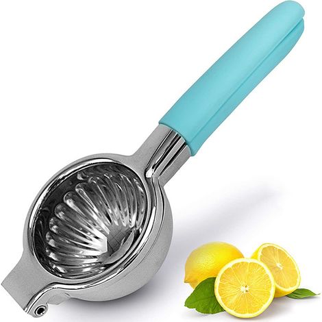 Presse-fruits avec bol en métal solide de qualité supérieure et poignées en silicone de qualité alimentaire (bleu) (1/5)
