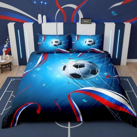 Fußball Bettwäsche-Set Mikrofaser mit Reißverschluss, 135x200cm