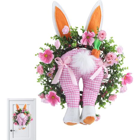 Couronne de Pâques Ornement Réaliste Réutilisable Couronne de Porte de Pâques avec Fesses de Lapin pour Fenêtre Cheminée Intérieur Extérieur Restaurant Mur Clôture Salle à (1/5)