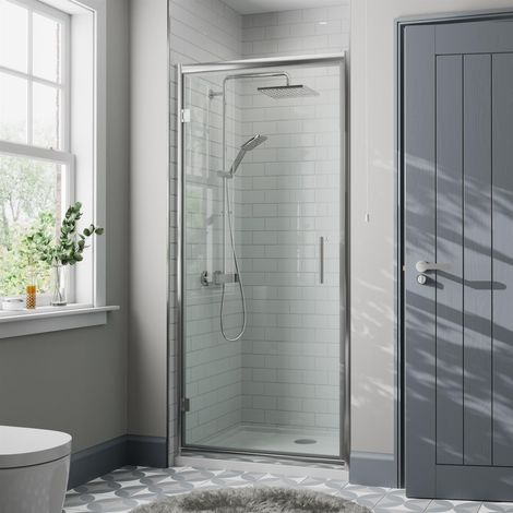 900mm Framed Hinged Bathroom Shower Door Enclosure Walk-In 8mm Safety Glass (1/5)