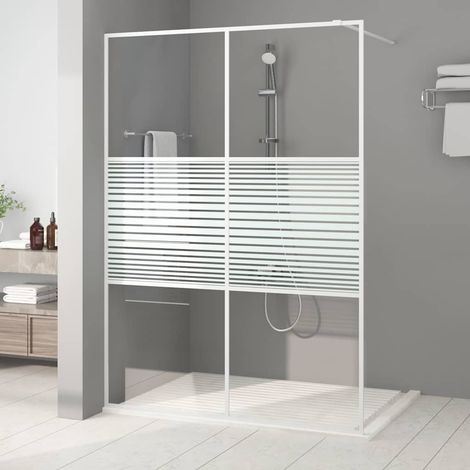 vidaXL Paroi de douche Blanc 140x195 cm Verre ESG transparent (1/5)