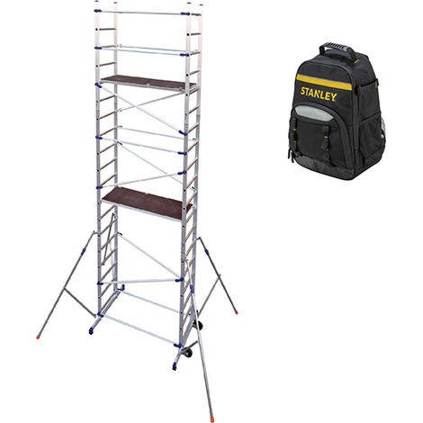 Gerüst mit 2 Plattformen - Arbeitshöhe 6,46 m + Rucksack - PN/CLA-SAC
