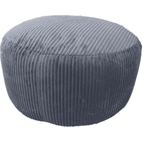 Puff in veltro a coste bohémien seduta d'appoggio stile déco 25 x 35 cm in poliestere grigio 130017778