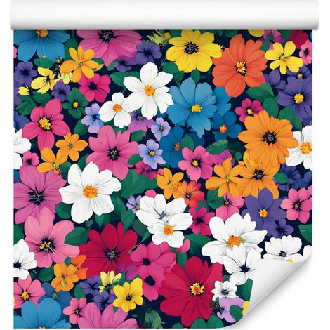 Tapete mit kleinen Blumen in Lila und Blau für Wohn- und Schlafzimmer, 50 x 1000 cm (1/5)