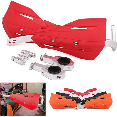 Protectores de manos para motocross, protectores de puños de aluminio para manillares de 22 mm y 28 mm, motos de cross, pit bikes, enduro, quads, supermotos y quads - Rojo (1/5)