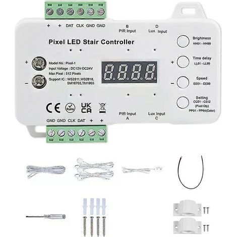 ABLQ Bewegungsmelder-LED-Treppenbeleuchtungssteuerung RGB-LED-Controller mit Tageslichtsensor (1/4)