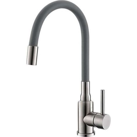 Alveus Mintas - Miscelatore da lavello con braccio di erogazione flessibile, acciaio inox spazzolato/grigio 1144430