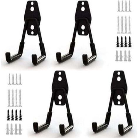 4pcs Crochet de Rangement de Garage en Acier,Stockage outils garage Crochets avec Revêtement Anti-Dérapant Support Lourd pour Accrocher les échelles/vélos/outils de jardin/Cordages (1/4)