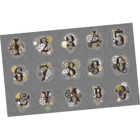 Lot de 30 autocollants PET dorés laser thème manuel, stickers DIY pour scrapbooking, décorations numérotées pour albums et carnets. (1/5)