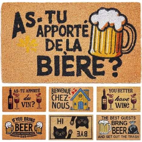 Paillasson Exterieur Entree - Biere - 40x70 cm - Tapis Entree Exterieur Antidérapant - Tapis Coco Interieur Drole - Paillasson Coco Rigolo (1/5)