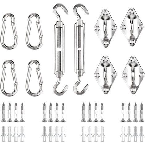 Kit de Fixation pour Voile D'ombrage, Soleil Voile D'ombrage Kit de Fixation pour Triangle et Carré, Rectangle, du Soleil Voile D'ombrage Accessoires de Fixation (en Acier Inoxydable) Google (1/5)