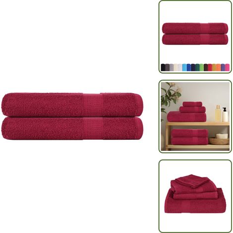 Saunatücher 2 Stk. Bordeauxrot 80x200cm 360 g/m² 100% Baumwolle - Saunatuch - Saunatücher - Handtuch - Handtuch Mit Schlaufe (1/5)