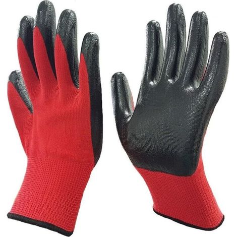 12 pièces Gants de protection de travail épais, gants en nylon, résistants à l'usure et antidérapants, 23 cm (1/3)