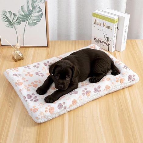 Rabbit Rug, Guinea Pig Rug, 15.7 x 30 cm Plaid Rabbit, Plush Bed for Small Animals, Suitable for Kittens, Rabbits, Squirrels, Guinea Pigs, Hamsters (Cream White, Grey) (1/4)