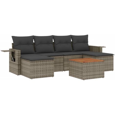 vidaXL Set Divani da Giardino 7 pz con Cuscini Grigio in (1/5)