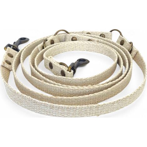 Laisse Réglable pour Chien en Corde de Chanvre Naturel Blanc Écru 2,20 m - Largeur 1,5 ou 2 cm - PANGIVO