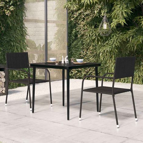 Table à manger de jardin Scandinave - Table de salle à manger Noir 80x80x74 cm Acier et verre BV842632 - BonneVie (1/4)