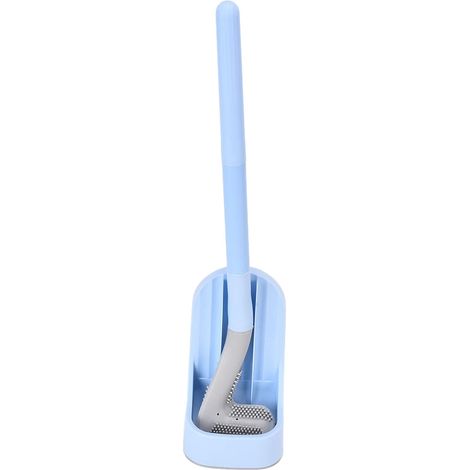 2 Piece Silicone Toilet Brush Set, Golf Head Design, Long Handle, Flexible, 360° Deep Cleaning, Wall Mounted with Removable Anti-Leak Base, Soft Bristles for Cleaning Bathrooms, Toilet,Black (1/5)