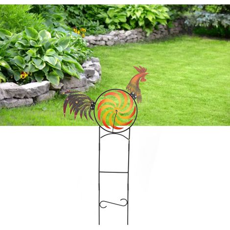 Un moulin à vent rotatif en forme de coq, un moulin à vent en métal unique et magique pour décorer les cours et les jardins. (1/5)