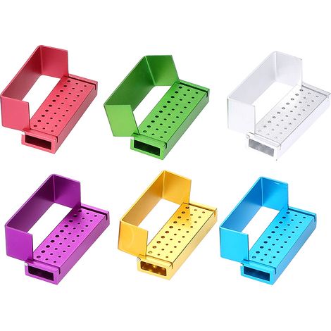 porte-fraises diamantées dentaires à 30 trous, bloc d'aluminium avec désinfection, pour perceuses à basse et haute vitesse, polissage des dents, couleur aléatoire (1/2)