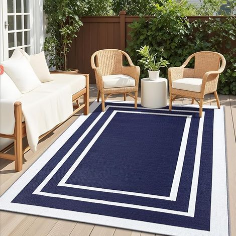 Tapis de jardin imperméable pour l'extérieur, antidérapant, réversible, résistant aux UV, tapis de jardin pour camping, terrasse, plage, pique-nique, arrière-cour, 270 x 360 (1/5)