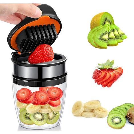Peladores，Cortador de fresas Cortador de huevos de acero inoxidable para frutas blandas con base antideslizante (1/5)