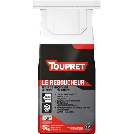 Toupret – Enduit de rebouchage 5kg – Prise rapide – Bonne adhérence sur fonds peints – Pour réparations intérieures