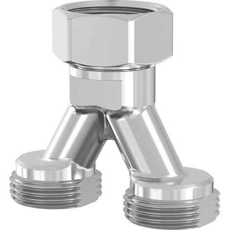 Flamco Anschlussverteiler Y-Form Messing vernickelt G 3/4" Außengew. Eurokonus x G 3/4" Innengew. Eurokonus, Achsabstand 38,5mm