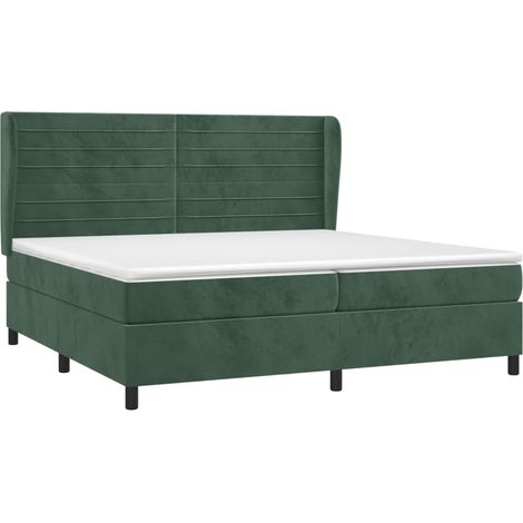 Giroletto a Molle con Materasso Verde Scuro 200x200 cm Velluto vidaXL (1/5)