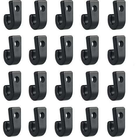 Treki Pack of 50 J Hooks, Black Nylon Tie Down Hooks Durable Plastic Replacement J-Shaped Hooks for Kayaking Canoes Boats Yacht Bungee (1/5)