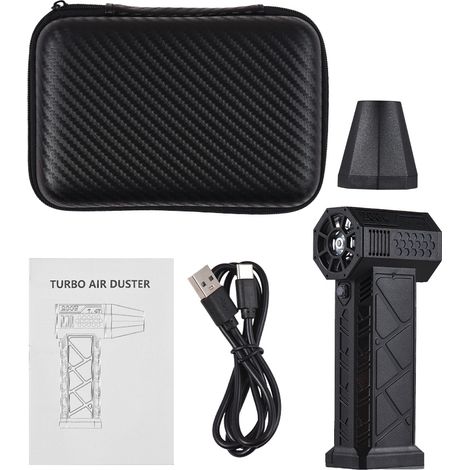 Ventilateur Portable Turbo 130000 Trs/min sans Fil pour Nettoyage Voiture Ordinateur Maison Vitesse Réglable avec Bec Aimanté et Sac de Rangement Batterie Rechargeable Intégrée - KZQ (1/5)