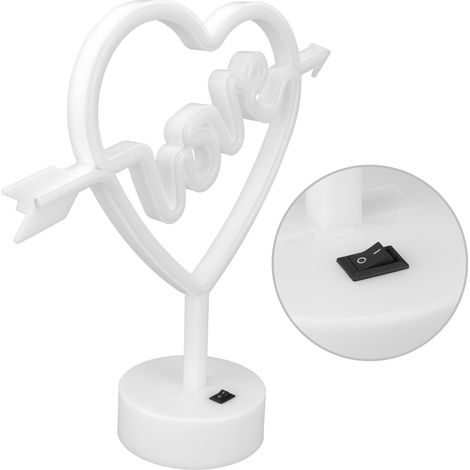 Veilleuse LED néon en forme de cœur de Cupidon, décoration de table de chevet, cadeau de mariage, lampe décorative pour chambre d'enfant, alimentation USB ou piles (1/5)