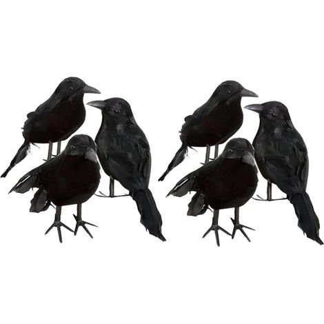 Corbeau, environ 23 cm, décoration d'Halloween, oiseau décoratif (1/5)