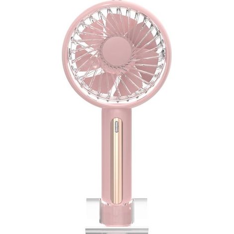 Mini-tragbarer rosa Ventilator, wiederaufladbar in der Hosentasche mit Basisstation, kleiner, leiser Handventilator, 4 Geschwindigkeitsstufen (1/5)
