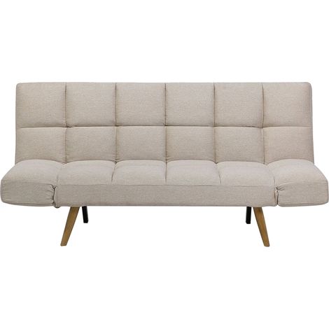 Sofá cama tapizado tejido beige 3 plazas respaldo reclinable cuadrado acolchado Ingaro