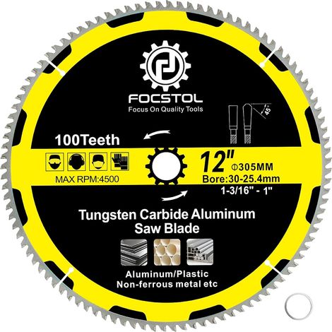 Lame Scie Circulaire Aluminium 305mm x 30mm - Disque Coupe pour Aluminium 100 Dents pour Couper Métaux non Ferreux Plastique (1/5)