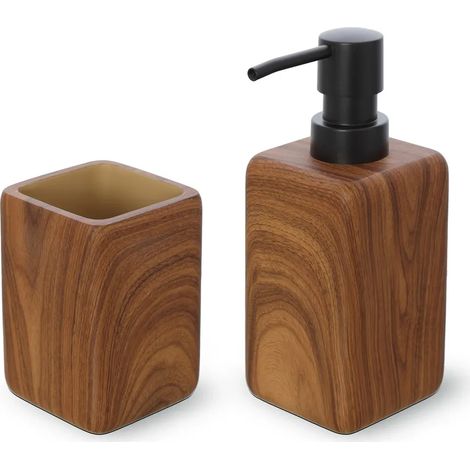 Set accessori bagno 2 pezzi in poliresina effetto legno Radici (1/5)