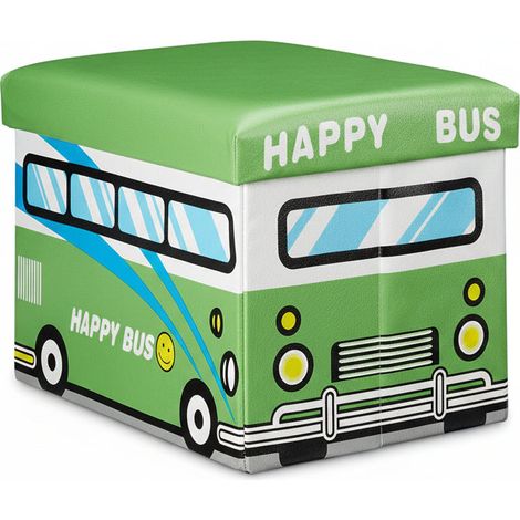 Baule portagiochi sintetico scatola con coperchio pouf pieghevole per bambini verde 130000781