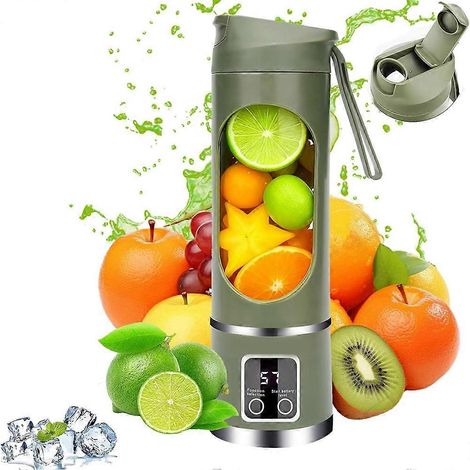 Sans fil mixeur double 1500mah batterie et 12 lames 3 vitesse 450ml portable mixeur pour smoothies Juicing (1/5)
