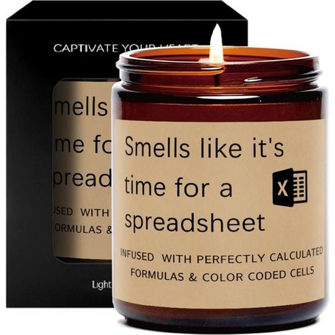 Duftkerze im Glas "Time for a Spreadsheet" mit Lavendelduft, Geschenk für Frauen & Männer