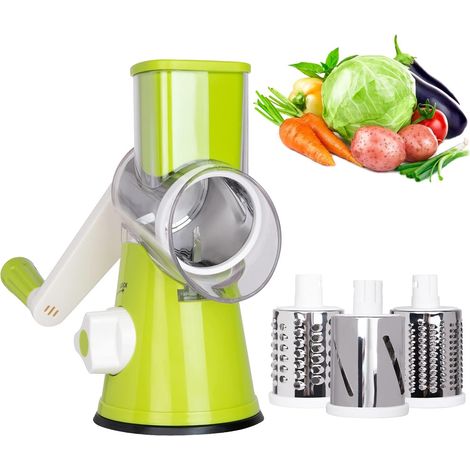 Trituratore rotante, affettatrice per verdure a 3 lame, macina noci, tagliaverdure manuale con manico (1/5)