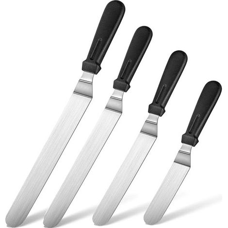 Set di 4 coltelli per sac à poche e spatole per torte, in acciaio inossidabile, nero (1/5)