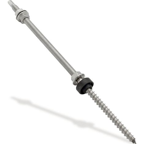 Vite doppio filetto per fissaggio M10x300 per tetti in ondulina. Completa di dadi, guarnizione di tenuta (1/2)