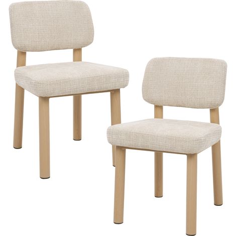 AMELI - Lot de 2 chaises en tissu beige pieds en métal beige