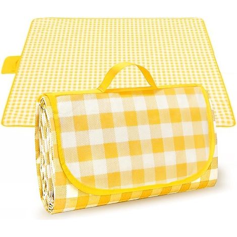 Couverture de pique-nique – 2x2 m – Jaune – Imperméable – Pliable – Camping, randonnée, parc (1/5)