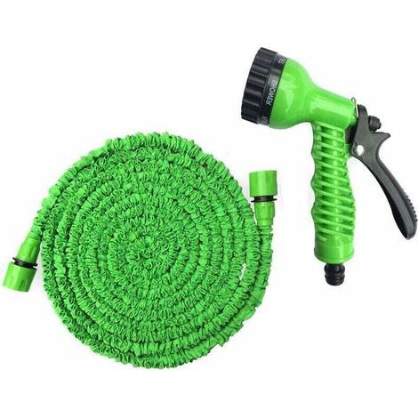 Tuyaux d'arrosage pour extérieur, tuyau d'arrosage extensible avec connecteur pour lavage de voiture, arrosage de jardin, vert, 25 pieds (1/4)